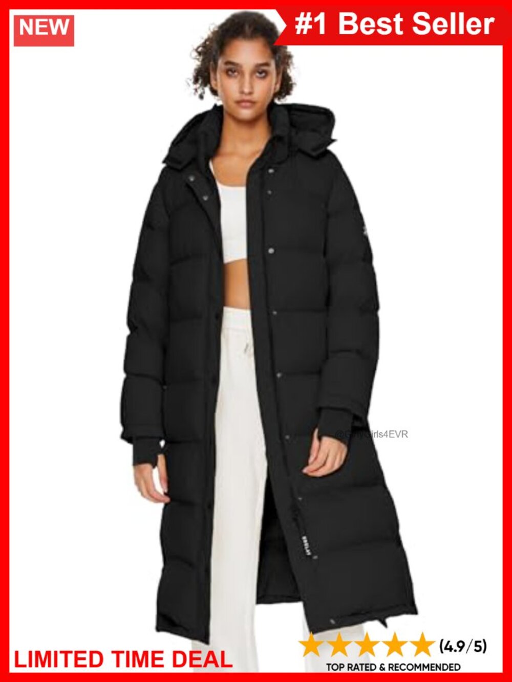 Maxi Down Puffer Coat 700 Fill Power 90% Duck Down Detachable Hood